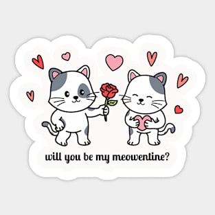 Valentines Day Shirt, Be My Meowentine Cat Valentines Shirt Sticker